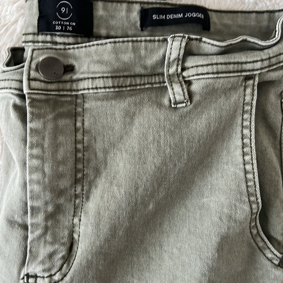 Olive Green Denim Jogger Sz 30 - Picture 3 of 3